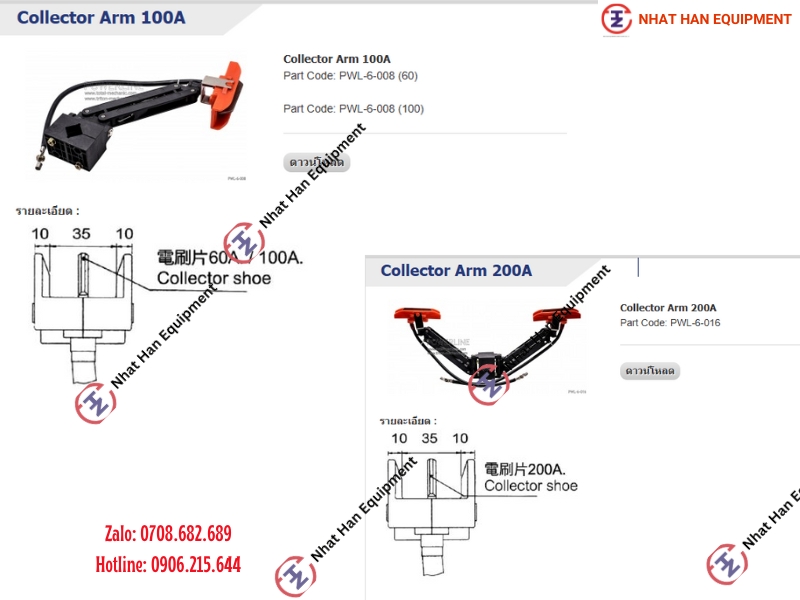 CHỔI TIẾP ĐIỆN 1P 100A - COLLECTOR 100A 